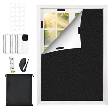 Blackout Curtains for Window Cover, Portable Blackout Curtains Shades for Bedroom, Room Darkening Shades, Black Out Window Cover Film No Drill DIY Cuttable, for Skylight Shade, Media Room, 79x57 Inch - size: 57"W x 79"H