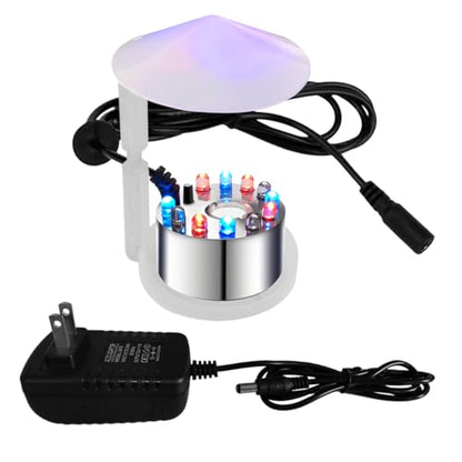PULACO Mist Maker, 12 LED Mister Fogger Water Fountain Pond Fog Machine Atomizer Air Humidifier, Indoor Fountain Mister Foggers Perfect for Halloween