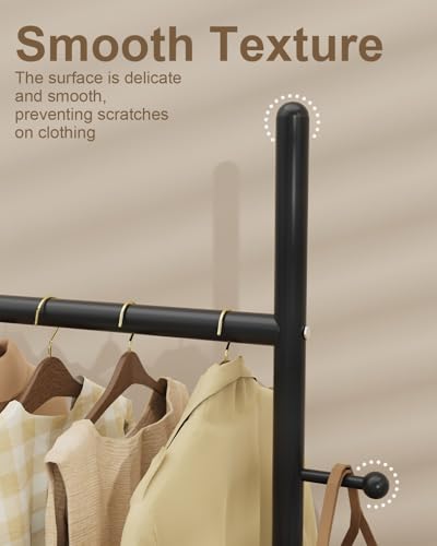 Metal Garment Rack, Coat Hanger Stand, 25.6x11.8x68.9 In, Black | Metal Clothing Rack for Hanging Clothes, Freestanding Hanging Rails with Hooks and Heavy Rock Slab Base - color: Black, size: 11.8 x 25.6 x 68.9 In