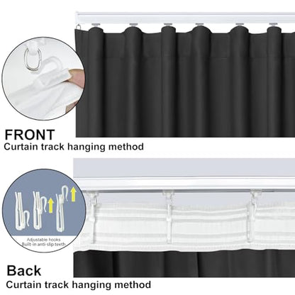 Room Divider Blackout Curtain Track Curtains Wall Dividers Panels Screen for Living Rooms Bedroom Office Privacy Partition Separation, W100 × L96 Inch,1 Panel, Black - color: Black, size: 100"W x 96"L (Pack of 1)