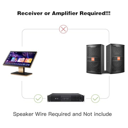 8" Passive Speaker Pair, 800W Peak Power 2-Way Karaoke Speakers, 8 Ohms for Crystal-Clear Vocals, Home Entertainment, DJ, and PA Audio; Requires an Amplifier or Receiver - size: 8 inch