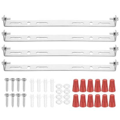 4 Set 195mm 7.68" Mounting Bracket Kit Silver Tone w/Screws | Universal Light Fixture, Ceiling Light Plate, for Chandeliers - size: 195mm (7.6")