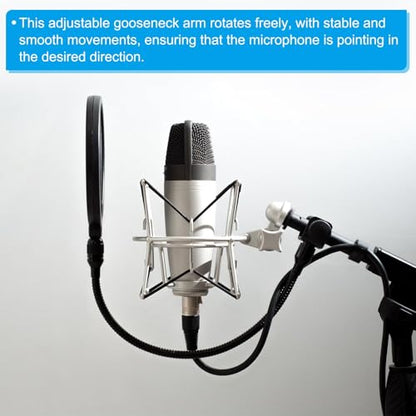 PATIKIL 10" Microphone Gooseneck, 5/8"-27 Thread Metal Universal Hose Flexible Arm Gooseneck Tube Extension for Multifunction DIY, Black - color: Black, size: 10"