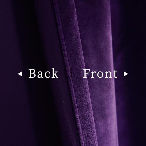 Roslynwood Purple Velvet Curtain 63 inches Long - Curtains Block Light Privacy Rod Pocket Thermal Insulated Window Drapes Panels for Bedroom/Living Room,W52 by L63 inches, 2 Panels - color: Purple, size: 52"W x 63"L (Pack of 2)