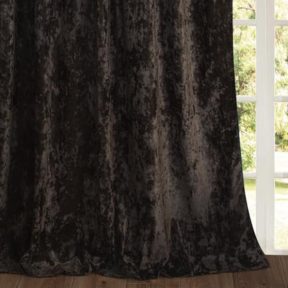 Brown Velvet Curtains 84 inches Long Luxury Back Tab Thermal Insulated Room Darkening Window Drapes for Living Room/Bedroom, W52 x L84, 2 Panels - color: Chocolate, size: 52"W x 84"L (Pack of 2)