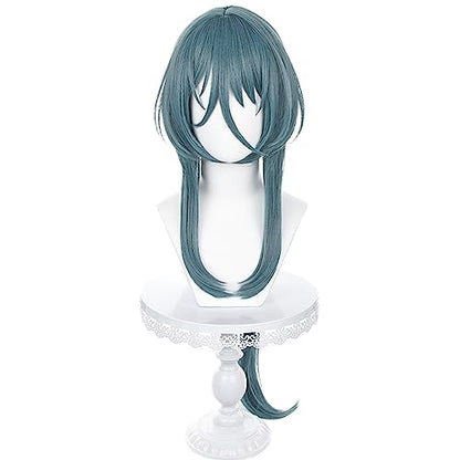 Anime Prussian Blue wigs with Bangs Women Long Straight Hair with Ponytail Game Cosplay wigs Halloween,Christmas,Comic con,Theme Party,Game Show - color: Green