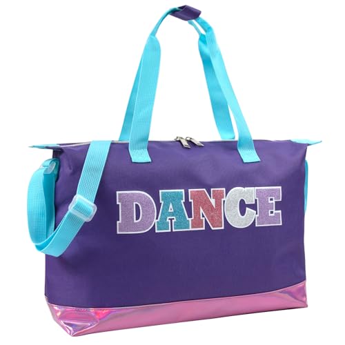 Garment Dance Shoulder Bags for Girls, Teen Dancers, Costumes, Boys | Holographic Glitter Dance Bag for Kids - color: Dance Purple & Pink