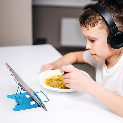Honagu Small Book Stand Book Holder Metal Desk Stand for Reading Hands Free, Adjustable Cookbook Documents Holder, Portable for Music Books, Textbook, Recipe, Tablet, Ipad, Great Gifts (Sky Blue) - color: Sky Blue