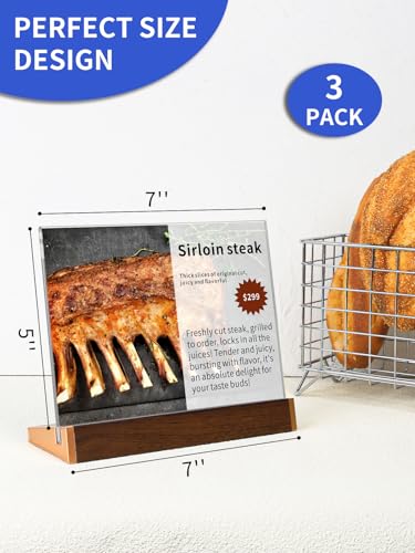 3 Pack 5X7 Acrylic Sign Holder Horizontal Tabletop Sign Display Frame for Coffee Shop/Restaurant Menu Stall/Exhibitions/Hotel/Office/Counter Display Show Holder - size: L-5X7