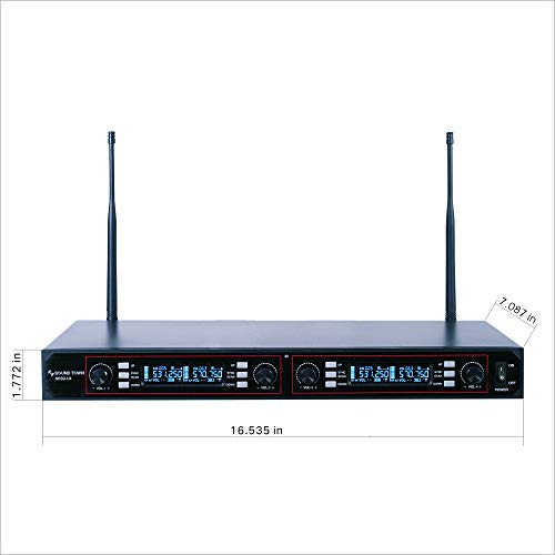 Sound Town 200-Channel Rack Mountable Professional Adjustable UHF Wireless Microphone System with Metal Receiver and 4 Handheld Mics (NESO-U4HH) - color: Matte Black