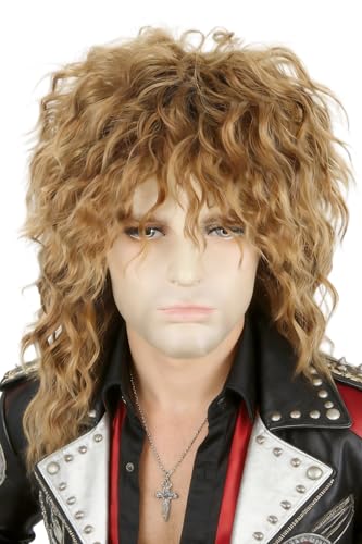 80s Wigs for Women Rock Diva Costume Wig Brown Fluffy Big Curly Mullet Wigs Punk Rock Star Cosplay Wig for Halloween Party Costume Wig - color: Brown
