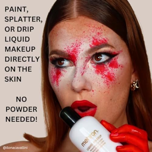 Mehron Makeup Liquid Makeup - BLACK, Face & Body Paint | 1 Fl oz Water-Based Face Paint & Body Paint Perfect for Halloween & Cosplay. Air Brush Compatible. Vegan & Made in the USA. - color: Black