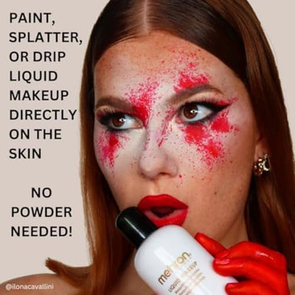 Mehron Makeup Liquid Makeup - BLACK, Face & Body Paint | 1 Fl oz Water-Based Face Paint & Body Paint Perfect for Halloween & Cosplay. Air Brush Compatible. Vegan & Made in the USA. - color: Black