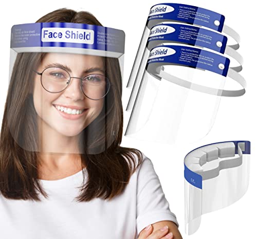 Medical Nation Face Shield | Case of 200 | Clear Plastic Face Shields for Women, Men & Kids, Anti-Fog, Lightweight Reusable Face Shield Mask, Safety Visor Cover with Comfortable Sponge & Elastic Band - style: Case of 200