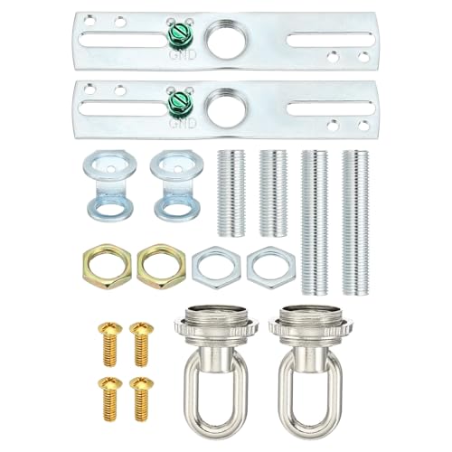 2 Set 4" Universal Light Fixture Cross Bar Kit 1/4 IP Nickel | Center Ceiling Light Plate Mounting Hardware Repair Set - color: Nickel Color