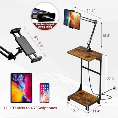Cidaziya Floor Kindle Phone Tablet Stand with Side Table & Charging Station - size: 11.4"D x 15.4"W x 57.5"H