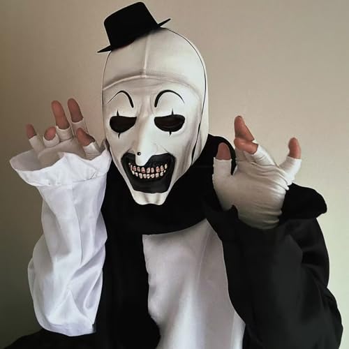 Art The Clown Mask Scary Killer Clown Masks Full Head Latex Halloween Terrifier Costume For Adults - color: Whiteclown