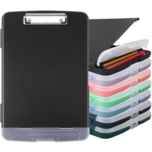Clipboard with Storage, A4 Binder Nursing Clipboards with Pen Holder, Heavy Duty Storage Clipboards with Low Profile Clip, Clipboard Folder Side-Opening, Smooth Writing Clip Board (Dark Black) - color: Dark Black