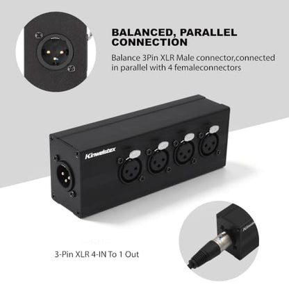 XLR 4 Female to 1 Male Splitter Box 4-IN-1-OUT Balance Y Splitter Audio Converter for Mixer Microphones - style: XLR 4 Female to 1 Male Splitter Box