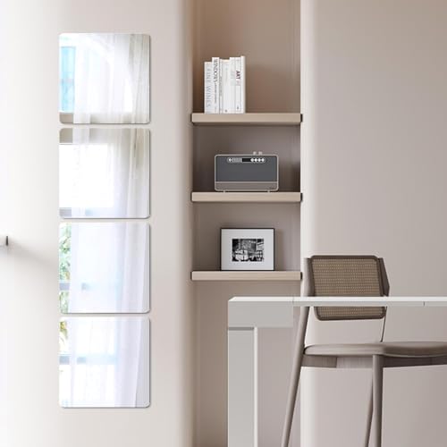 yuntop 2 Pack Self Adhesive Acrylic Mirror, 2MM Flexible Plastic Mirror, Shatterproof PS Frameless Wall Mirror for Bathroom Vanity and Entryway (12 x 12 inch) - size: 12 x 12 inch