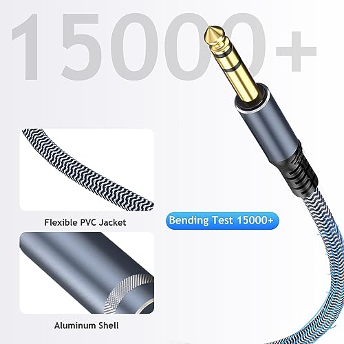 1/4 inch 10ft Stereo Headphone Guitar Cable, Male to Female, Quarter inch Headphone Extension - size: 10ft