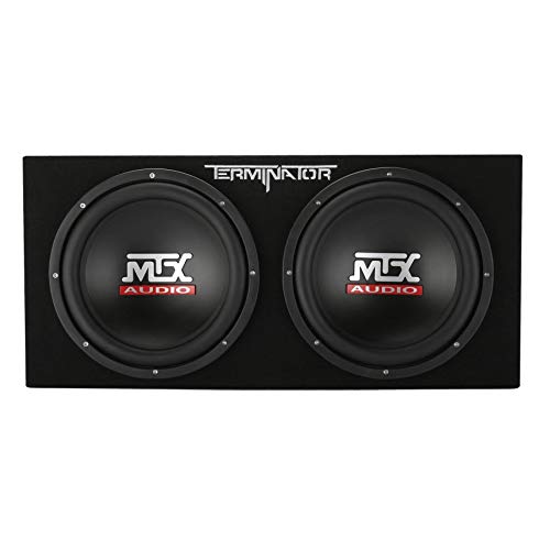 MTX TNP212DV 12-Inch 2000-Watt Dual Loaded Vented Subwoofer Enclosure with Amplifier, Black | Amplified Car Audio Bass Box for Vehicle Stereo & Sound Systems, Black - style: Dual 12" Vented Subwoofer Enclosure + Amplifier Subwoofer