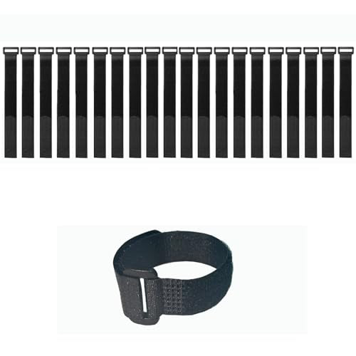 20Pack 8 Inch Reusable Fastening Cable Straps,Small Cinch Straps | Adjustable Multi-Purpose Hook and Loop Straps with Buckle,Nylon Cable Ties,Cord Ties Organized Tidy for Wire Cable Management - size: 8'' x 0.6'' (Black)