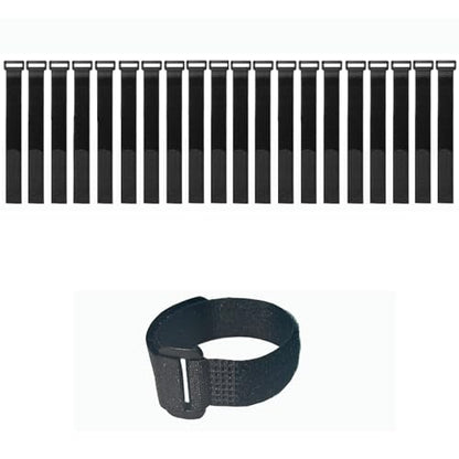 20Pack 8 Inch Reusable Fastening Cable Straps,Small Cinch Straps | Adjustable Multi-Purpose Hook and Loop Straps with Buckle,Nylon Cable Ties,Cord Ties Organized Tidy for Wire Cable Management - size: 8'' x 0.6'' (Black)