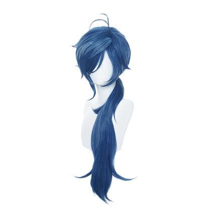 Dark Blue Wave Low Ponytail Cosplay Wig Heat Resistan Synthetic Fiber Hairs for Uniex Adult Halloween Christmas Cos Anime Party Replacement Wigs - color: Dark Blue Wave Low Ponytail