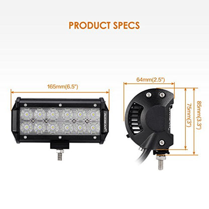 Auxbeam LED Light Bar 7Inch 36W Flood Led Off Road Driving Lights LED Work Lights Waterproof for Jeep Off-Road SUV Truck Car ATVs Boats (2 PCS) (Pack of 4) - size: 2Pcs 7" Flood (Pack of 4)