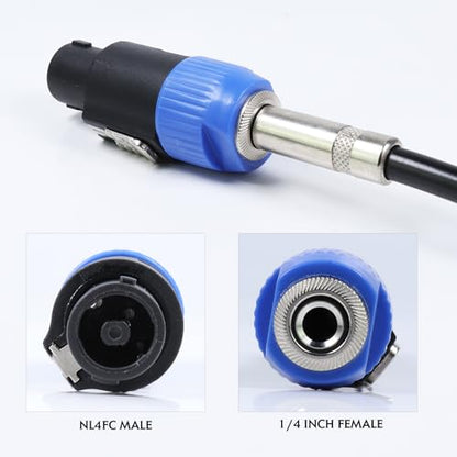 HBU 4 PCS Speakon to 1/4 Adapter - Speak-On Male to 1/4" TS Female Jack Plug - NL4FC to 6.35mm Converter Connector with Twist Lock for PA DJ Loudspeaker Amplifier Mixer (4-Pack) - size: 4-Pack