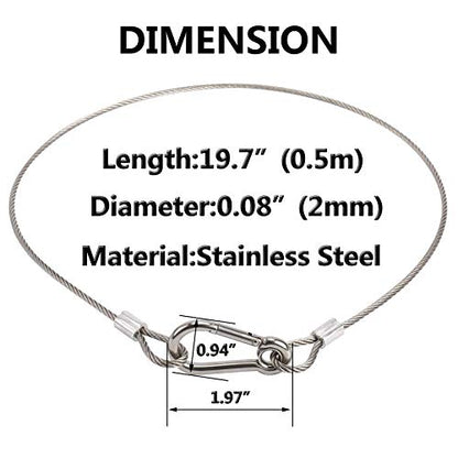 Safety Cable Lock, Stainless Steel Cable with Loops Heavy Duty Bike Lock Hook Flexible Security Steel Cable Wire Lock and Chain for Luggage Hanging Light Plant Pictures - color: Stainless Steel, size: 5/64" by 20"(4 Pack)