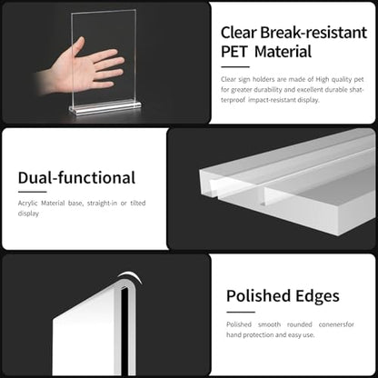 3 Pack 8.5x11 Clear Acrylic Sign Holder, Clear Display, Stand By Straight or Tilted, Vertical Double-Sided Desktop Picture Frame, Menu Holder, Certificate Frame - size: 3 pack 8.5*11"