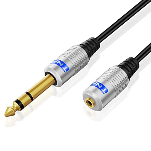 TNP 6.35mm Male to 3.5mm Female Stereo TRS Headphone Adapter Cable, 3FT | Long Headphone Extension Cord with Gold-Plated Metal Connectors for Amps, Mixers, Pianos, Speakers, and Home Audio - size: 3FT