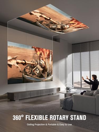 【Now with Netflix】Smart 4K Projector with WiFi and Bluetooth, VISSPL 3D Dolby Audio and Auto Focus Portable Outdoor Projector, Movie Home Theater Projectors TV Lamp Bulb for Bedroom/Ceiling