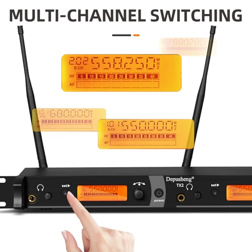 Depusheng TX2 Wireless in Ear Monitor System, 2-Channel Wireless IEM System, Metal IEM w/ 2 Bodypacks, Rack Mount - size: TX2