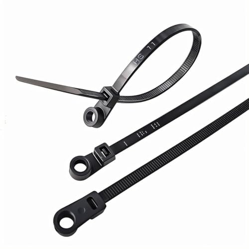 HS Heavy Duty Cable Ties with Screw Holes (100 Pack) 11.8 Inch Mounting Head Electrical Zip Ties 50 LBS,UV Black - size: 11.8" (100 Pack)