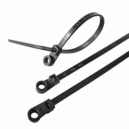 HS Heavy Duty Cable Ties with Screw Holes (100 Pack) 11.8 Inch Mounting Head Electrical Zip Ties 50 LBS,UV Black - size: 11.8" (100 Pack)
