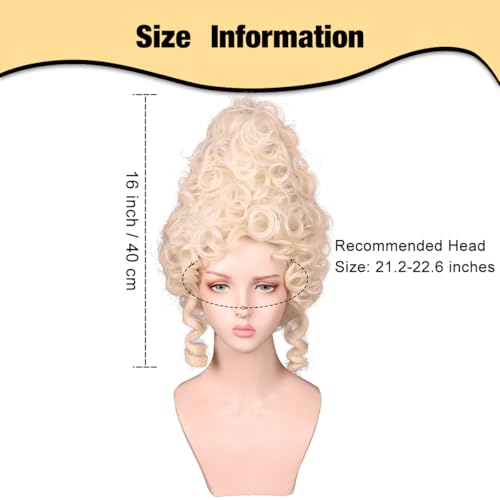ColorGround Short Curly Beehive Wig Queen Updo Cosplay Wig for Women Halloween Costume (Blonde) - color: Blonde