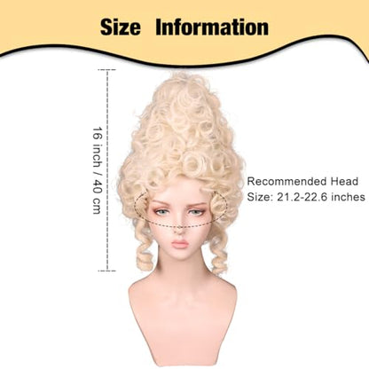 ColorGround Short Curly Beehive Wig Queen Updo Cosplay Wig for Women Halloween Costume (Blonde) - color: Blonde