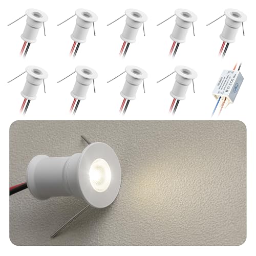 902 30°LED mini Spotlight,DC12V 1W,80Ra,75lm,Small Size,Embedded Installation,Suitable for Cabinet Lighting Such as Wine cabinets,Shoe cabinets,etc.,with Power Supply(6000K,White,9Pack) - color: 6000K（cool white）-white-30°