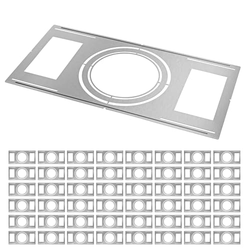 48-Pack New Construction Mounting Plate, 8-9-11in, LED Recessed Lighting Housing Kits, Flat Steel Rough-in Bracket Fixture for LED Light Bar, Shallow Recessed Lighting Housing Plate - color: Symmetric 8-9-11", size: 48 Pack