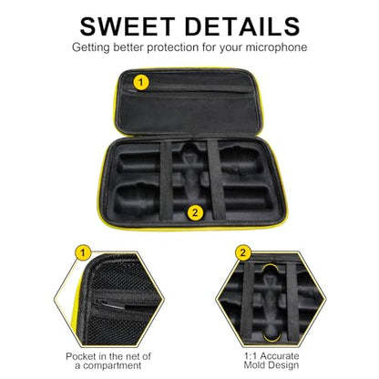 Wireless Microphone Case Only Specially Design for JBL Wireless Two Microphone System, Handheld Dual Mic Travel Bag for Singing or Karaoke for Receivers, Adapters, AA Batteries-Black(Box Only)