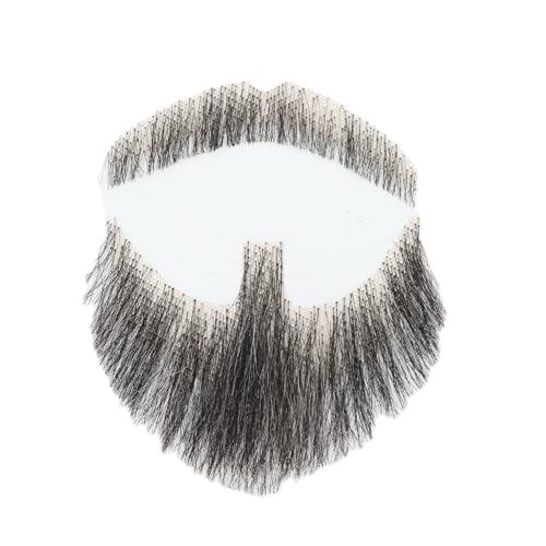 Hand-Tied Human Hair Fake Beard and Mustache for Costumes and Theater | Hand-knotted human hair on lightweight lace creates natural-looking facial hair for costumes, cosplay, theater and film - color: Style 1--02