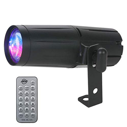 ADJ Products PINSPOT LED Quad DMX 8 WATT Quad Color | Vivid hue mixing, standalone or DJ console control modes, compact housing, crisp narrow beam for disco and mirror balls