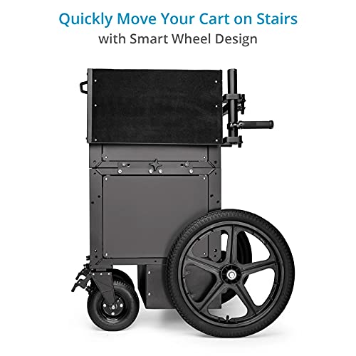 PROAIM Soundchief Audio Production Cart with 16U Rack Mount, 150kg/331lb | CNC aluminum cart with 9" front + 20" rear pneumatic wheels & foot brakes; 19" rack compatible, tool-less assembly