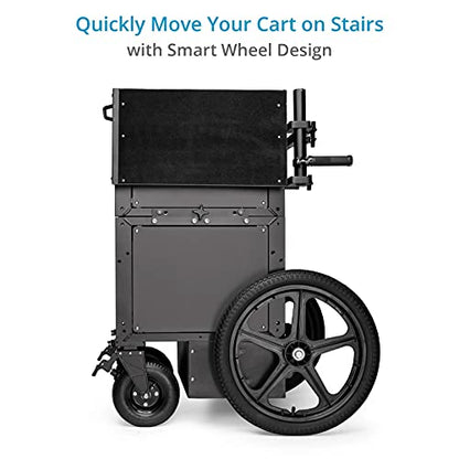 PROAIM Soundchief Audio Production Cart with 16U Rack Mount, 150kg/331lb | CNC aluminum cart with 9" front + 20" rear pneumatic wheels & foot brakes; 19" rack compatible, tool-less assembly