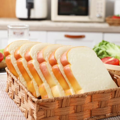 Joeabor 6pcs Artificial Bread Slices Set Fake White Sliced Bread Realistic Fake Food for Display Faux Bread Slice Model for Decoration Faux Food Props