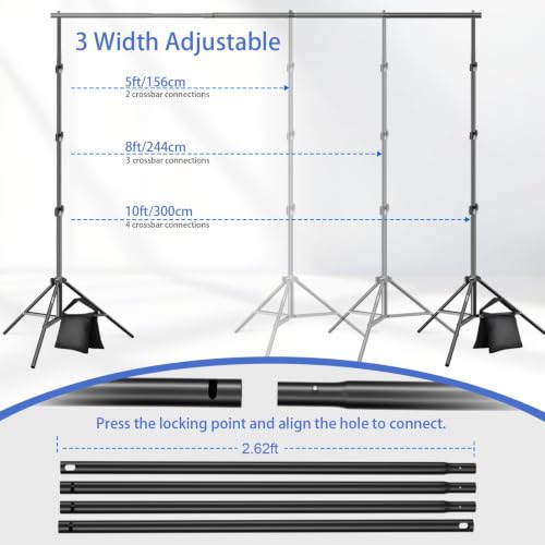 EMART Photo Backdrop Stand, 10x10ft Back Drop Stand for Party, Photography | Banner Holder with 6Clamps&Clips, 2Sandbags,Square Backdrop Stand for Wedding, Baby Shower, Events Dectoration, Exhibition - size: 10x10ft