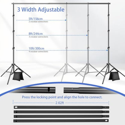 EMART Photo Backdrop Stand, 10x10ft Back Drop Stand for Party, Photography | Banner Holder with 6Clamps&Clips, 2Sandbags,Square Backdrop Stand for Wedding, Baby Shower, Events Dectoration, Exhibition - size: 10x10ft